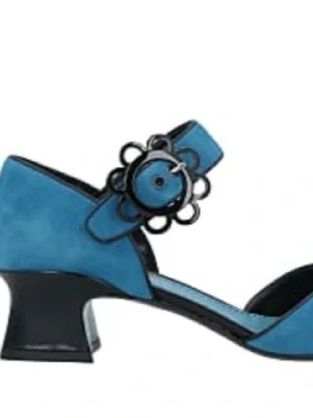 Fabrizio Viti Blue Suede Leather Heels w/ Flower Buckle Shoes 38 US 8 Italy New